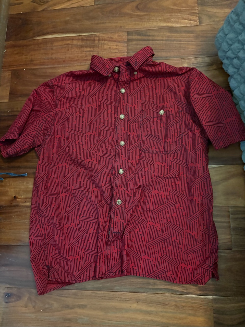 Duluth Trading Co Button Down Shirt Large Short Sleeve Plaid Casual Mens (0355)